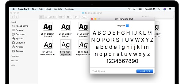 nama font iphone